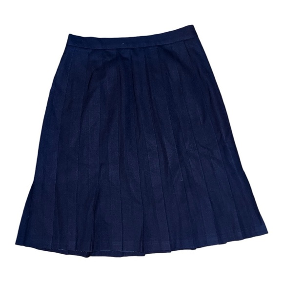 J McLaughlin Sanyo mini skirt size 8 pleated navy blue wool blend preppy office - Picture 1 of 8